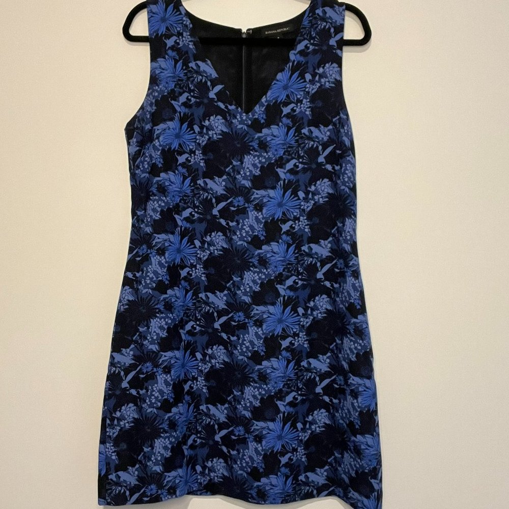 Banana Republic Black and Blue Floral Sleeveless Dress